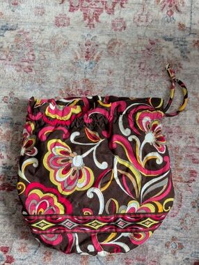 Vera Bradley Drawstring Floral Tote Bag in Brown, Pink & Yellow